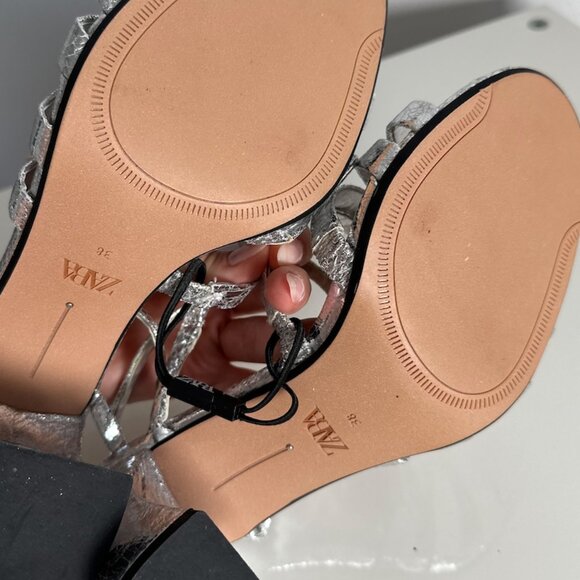 7.5/38 Zara silver party sandals NWT - Picture 7 of 7